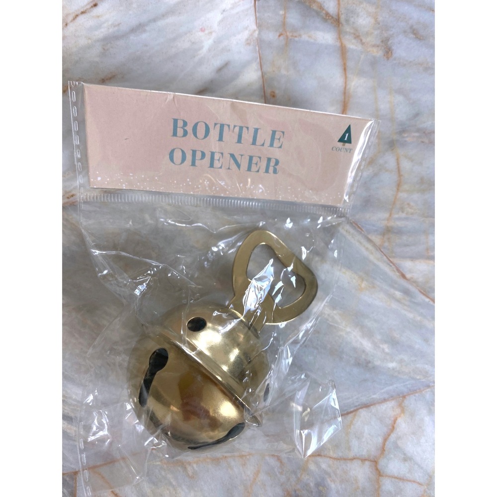 New‎ Made For Retail Gold Jingle Bell Bottle Opener Holiday Bar Tool Christmas